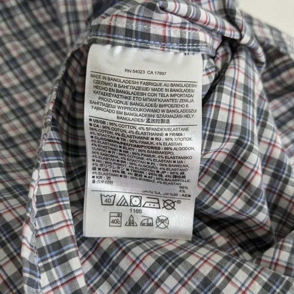 Banana Republic Men's Plaid Pearl Snap Button Down Shirt Medium